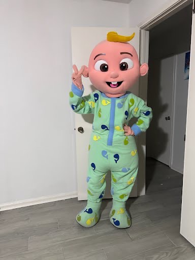 Cocomelon JJ mascot character for birthday parties in Houston