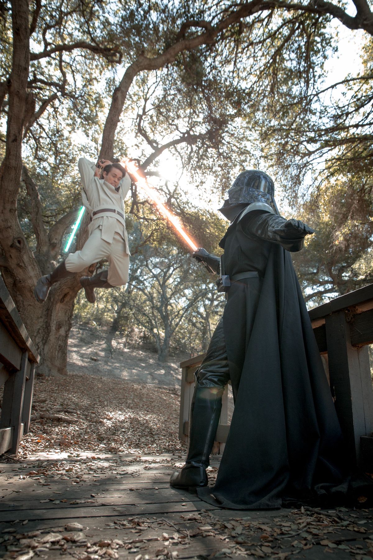 Darth Vader Star Wars character at a children's birthday party with kids