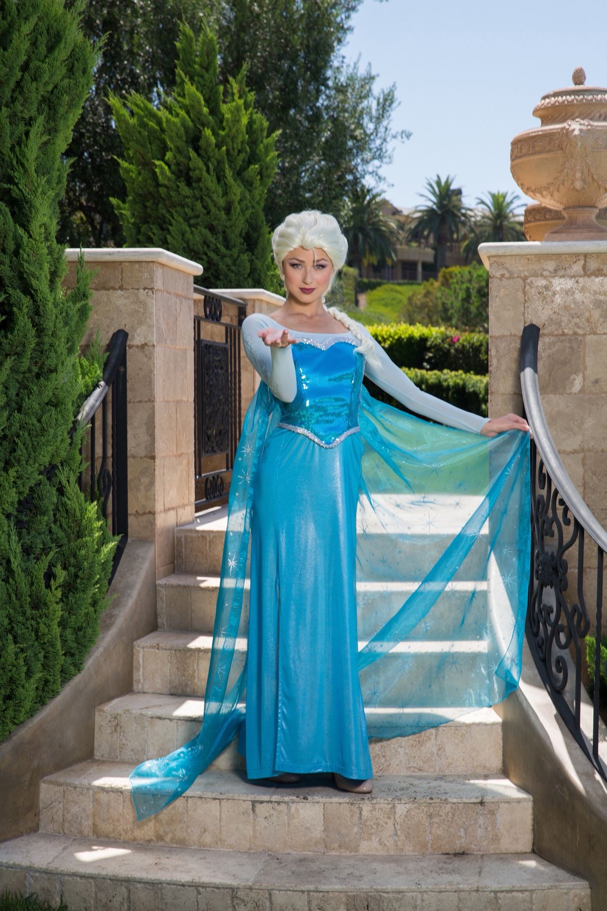Elsa character at birthday party